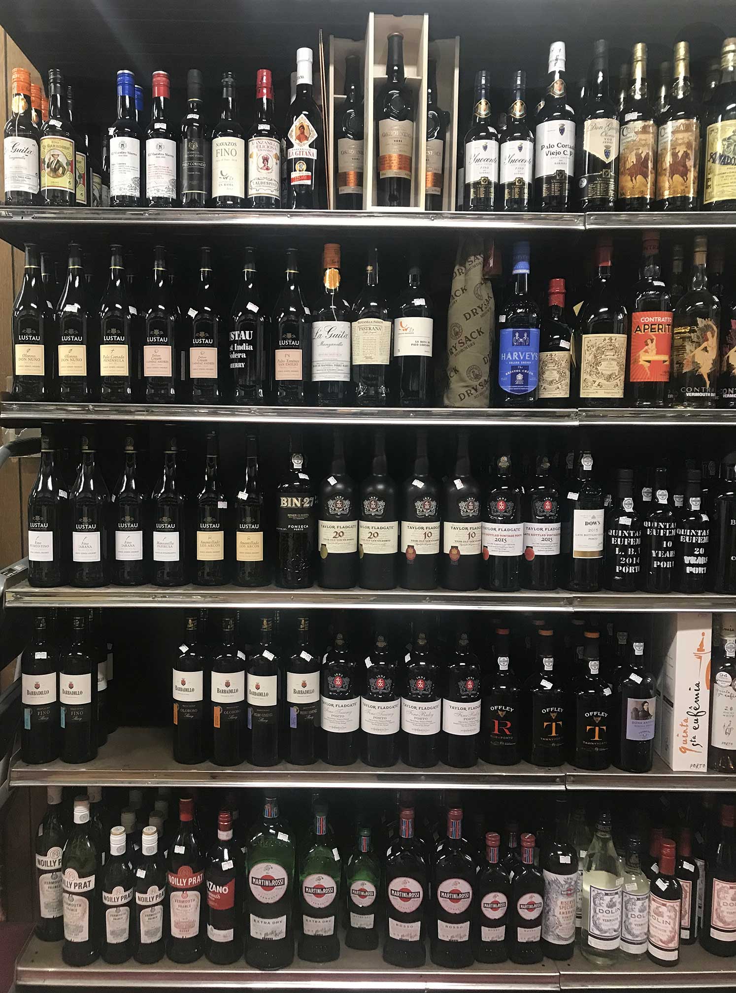 sherry, port and vermouth shelf