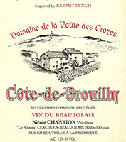 Nicole Chanrion Domaine de la Voute des Crozes Côte-de Brouilly