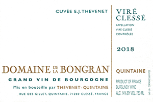 Domaine de 
          la Bongran Viré-Clessé Cuvée E.J. Thevenet