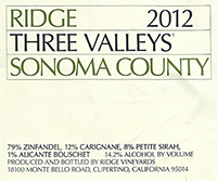 Ridge Three Valleys Zinfandel