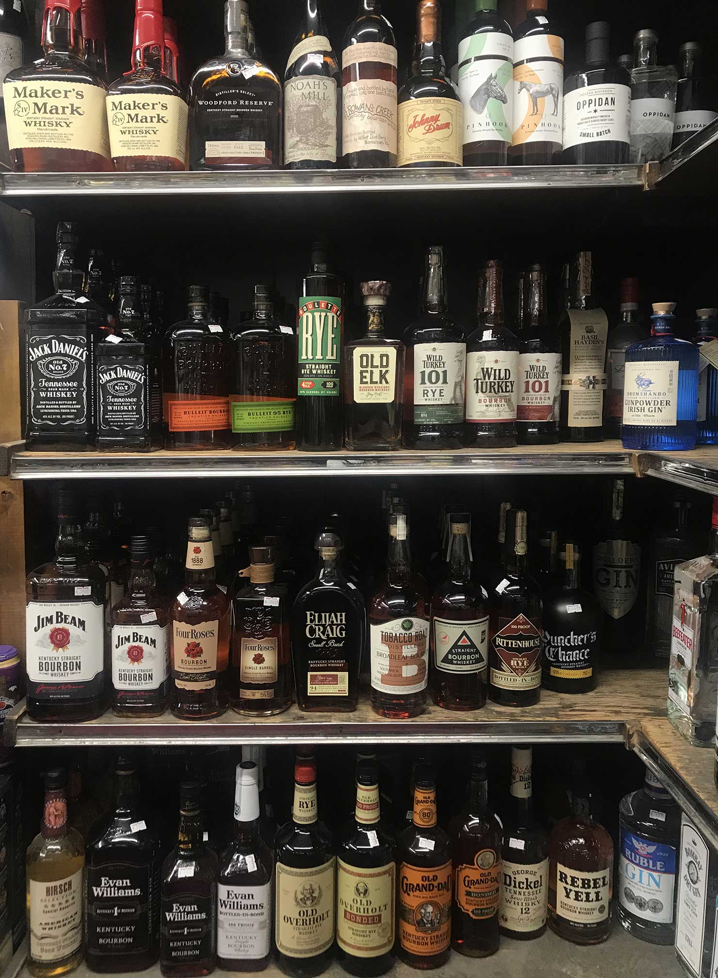 US and Rye Whiskey shelf